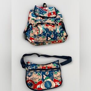 LeSportsac Backpack And Matching Crossbody Purse Nautical Theme